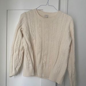 J Crew Cream Fisherman Cable Knit Sweater